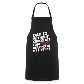 Jour 12 Sans chocolat, perte de l’audition dans mes yeux23 - Tablier de cuisine - noir - Devant - AI Model Male 185 dark (185cm)