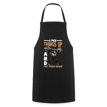 Je ramasse des choses et les pose 41 - Tablier de cuisine - noir - Devant - AI Model Male 185 dark (185cm)