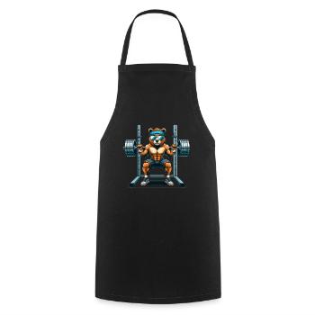 Ours fort accroupi dans le gymnase - Tablier de cuisine - noir - Devant - AI Model Male 185 dark (185cm)