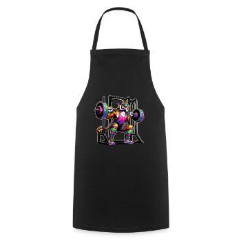 Strong Rainbow Tiger Squatting in the Gym - Cooking Apron - black - Front - AI Model Male 185 dark (185cm)
