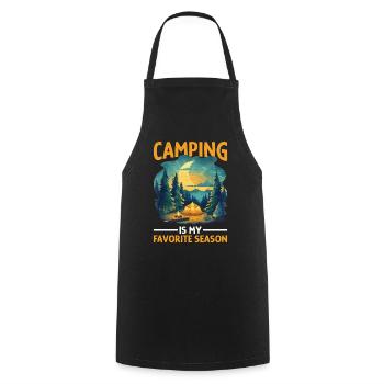 Le camping est ma saison 2 préférée - Tablier de cuisine - noir - Devant - AI Model Male 185 dark (185cm)