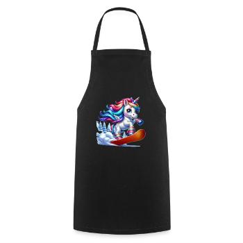 Cute Snowboarder Unicorn - Kochschürze - Schwarz - Vorne - AI Model Male 185 dark (185cm)