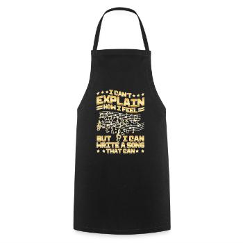 Ne peut pas expliquer ses sentiments, mais peut écrire une chanson - Tablier de cuisine - noir - Devant - AI Model Male 185 dark (185cm)