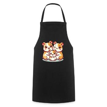 Famille de hamsters mère et père avec un enfant - Tablier de cuisine - noir - Devant - AI Model Male 185 dark (185cm)