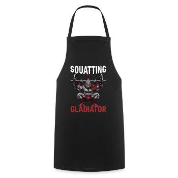Squatting Gladiator 9 - Kochschürze - Schwarz - Vorne - AI Model Male 185 dark (185cm)