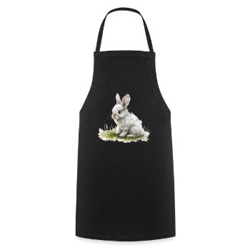 Cute Baby Bunny Watercolor - Kochschürze - Schwarz - Vorne - AI Model Male 185 dark (185cm)