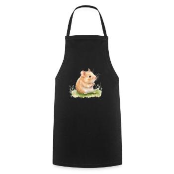 Cute Baby Hamster Watercolor - Kochschürze - Schwarz - Vorne - AI Model Male 185 dark (185cm)