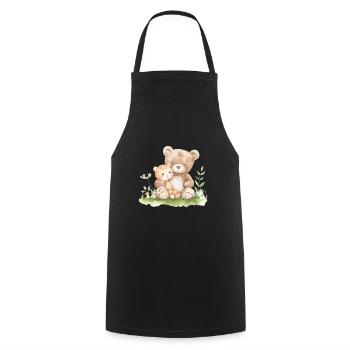 Cute Bear And Cat Friends - Kochschürze - Schwarz - Vorne - AI Model Male 185 dark (185cm)