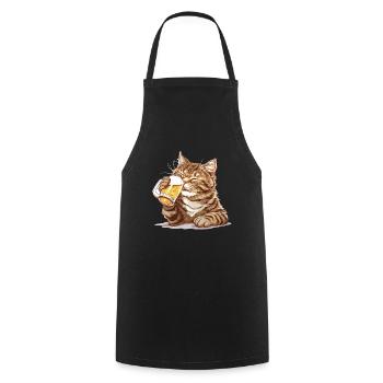 Cute Cat Drinking Beer 2 - Kochschürze - Schwarz - Vorne - AI Model Male 185 dark (185cm)