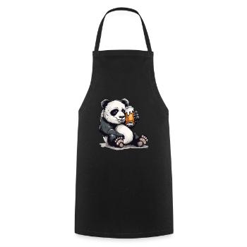 Cute Panda Drinking Beer 2 - Kochschürze - Schwarz - Vorne - AI Model Male 185 dark (185cm)