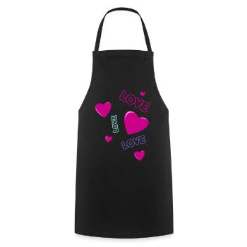 Coeurs roses mignons et amour - design romantique - Tablier de cuisine - noir - Devant - AI Model Male 185 dark (185cm)