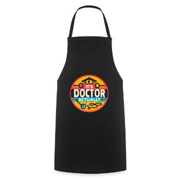 It's Doctor Actually 13 - Kochschürze - Schwarz - Vorne - AI Model Male 185 dark (185cm)