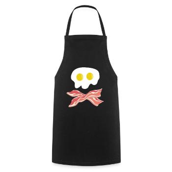 Crâne de bacon, Crâne Halloween Bacon Œuf au plat - Tablier de cuisine - noir - Devant - AI Model Male 185 dark (185cm)