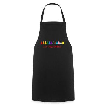 Sei einzigartig! LGBTQ - Kochschürze - Schwarz - Vorne - AI Model Male 185 dark (185cm)