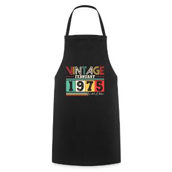 50th Birthday Gift Husband Vintage February 1975 - Cooking Apron - black - Front - AI Model Male 185 dark (185cm)