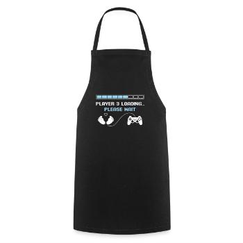 Player 3 loading funny gaming pregnancy ank - Cooking Apron - black - Front - AI Model Male 185 dark (185cm)