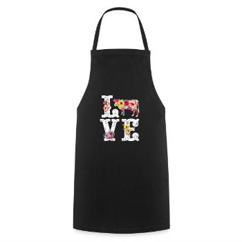 J'aime les vaches drôles amoureux des vaches femmes filles - Tablier de cuisine - noir - Devant - AI Model Male 185 dark (185cm)