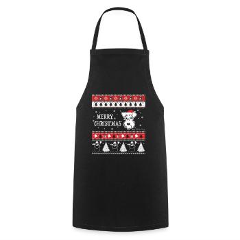 Schnauzer Christmas Ugly Christmas Style Gift Dog - Cooking Apron - black - Front - AI Model Male 185 dark (185cm)