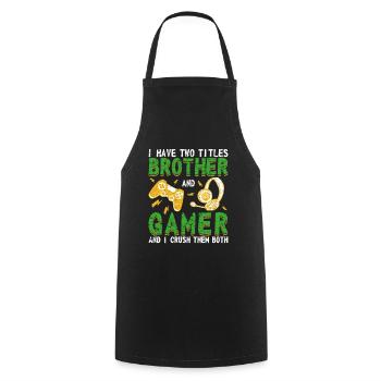 Gamer Boys Kids Video Games Lover Brother Gam - Cooking Apron - black - Front - AI Model Male 185 dark (185cm)