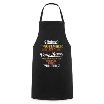 November 1972 49 years old born 49. - Cooking Apron - black - Front - AI Model Male 185 dark (185cm)
