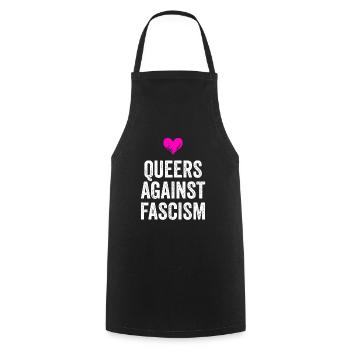 QUEERS AGAINST FASCISM - Kochschürze - Schwarz - Vorne - AI Model Male 185 dark (185cm)