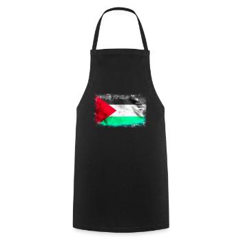 Contexte avec le drapeau de la Palestine - Tablier de cuisine - noir - Devant - AI Model Male 185 dark (185cm)