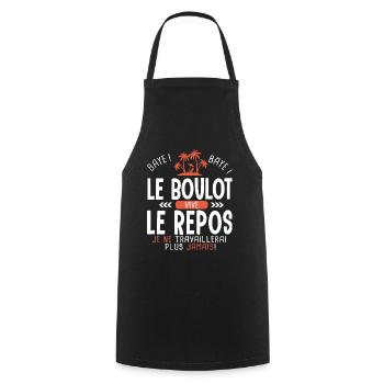 Cadeau retraite Humour retraite fini le travail - Tablier de cuisine - noir - Devant - AI Model Male 185 dark (185cm)