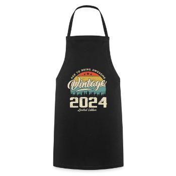 Vintage Cadeau Anniversaire Style Rétro 2024 - Tablier de cuisine - noir - Devant - AI Model Male 185 dark (185cm)