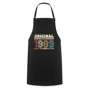 Original Mai 1989 Millésime 1989 Anniversaire 1989 - Tablier de cuisine - noir - Devant - AI Model Male 185 dark (185cm)