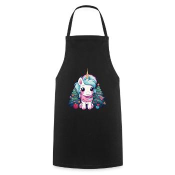 Christmas unicorn: magic on the Christmas tree - Cooking Apron - black - Front - AI Model Male 185 dark (185cm)
