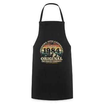 Original 1984 Vintage Vintage Birthday Retro - Cooking Apron - black - Front - AI Model Male 185 dark (185cm)
