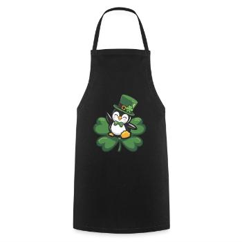 St. Patrick's Day Pinguin: Niedliches - Kochschürze - Schwarz - Vorne - AI Model Male 185 dark (185cm)