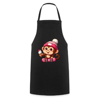 Chimpanzé Snowboarder Action Hivernale - Tablier de cuisine - noir - Devant - AI Model Male 185 dark (185cm)