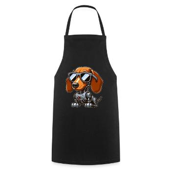 Dachshund Robot Sci-Fi Mech Cyborg Dog - Cooking Apron - black - Front - AI Model Male 185 dark (185cm)