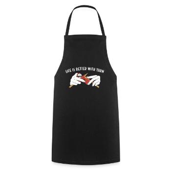 La vie est meilleure avec le tricot de fil - Tablier de cuisine - noir - Devant - AI Model Male 185 dark (185cm)