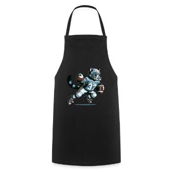 Cute American Football Player Cat - Cooking Apron - black - Front - AI Model Male 185 dark (185cm)
