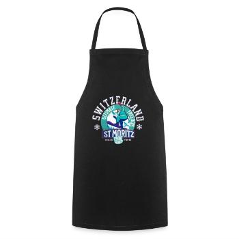 Switzerland St Moritz endless winter - Cooking Apron - black - Front - AI Model Male 185 dark (185cm)