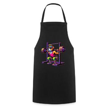 Strong Rainbow Dog Squatting in the Gym - Cooking Apron - black - Front - AI Model Male 185 dark (185cm)