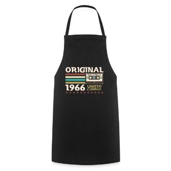 Cassette du 59e anniversaire février 1966 - Tablier de cuisine - noir - Devant - AI Model Male 185 dark (185cm)
