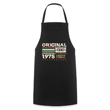 48e anniversaire Vintage Cassette Vintage 1975 - Tablier de cuisine - noir - Devant - AI Model Male 185 dark (185cm)