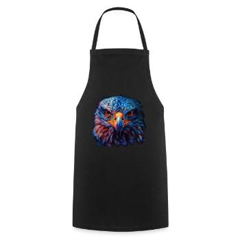 Aigle rouge et bleu : art animalier féroce et vif - Tablier de cuisine - noir - Devant - AI Model Male 185 dark (185cm)