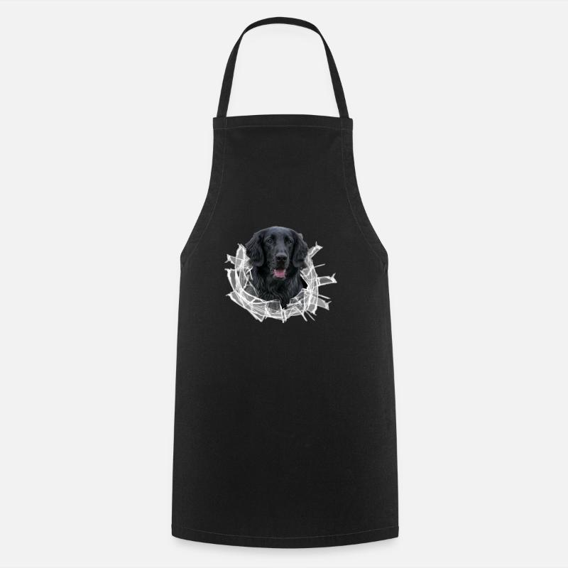 Flat Coated Retriever dans le trou de verre - Tablier de cuisine - noir