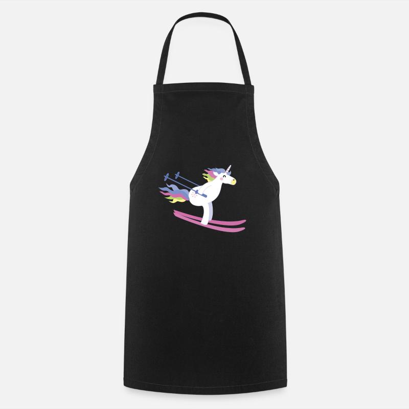 Unicorn on ski - Cooking Apron - black