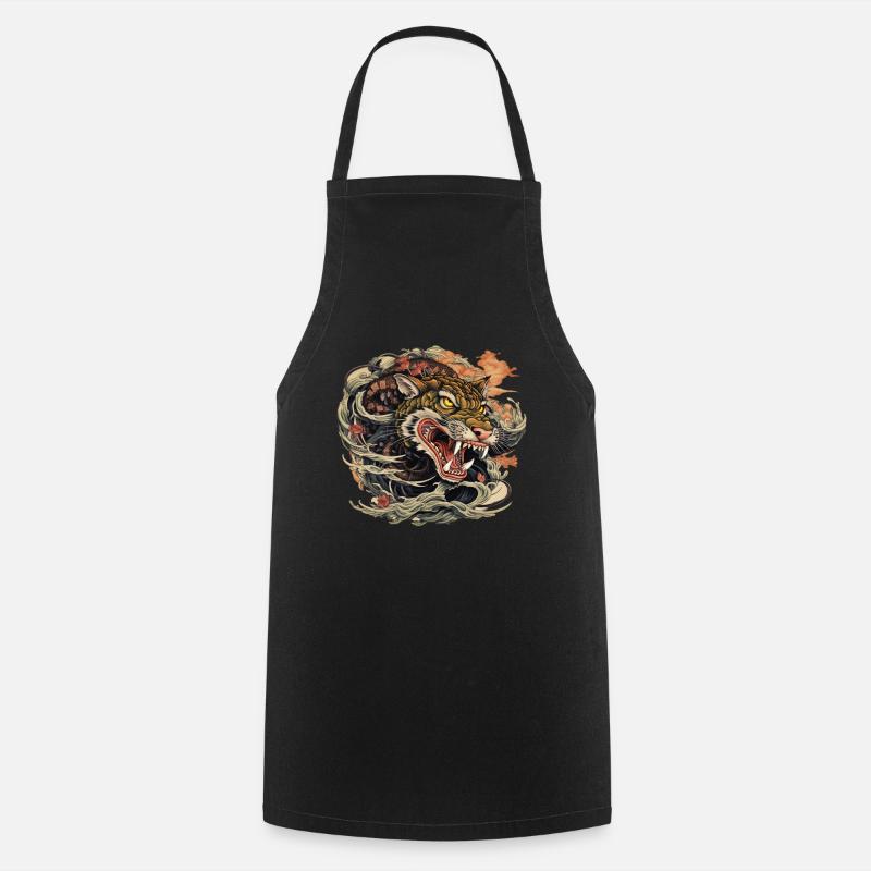 Tigre combattant avec Snake - Tablier de cuisine - noir