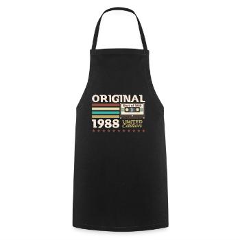 35e anniversaire Vintage Cassette Vintage 1988 - Tablier de cuisine - noir - Devant - AI Model Male 185 dark (185cm)