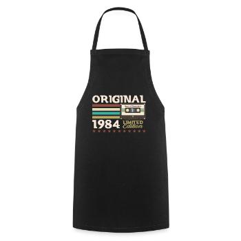 Cassette 39e anniversaire décembre 1984 - Tablier de cuisine - noir - Devant - AI Model Male 185 dark (185cm)