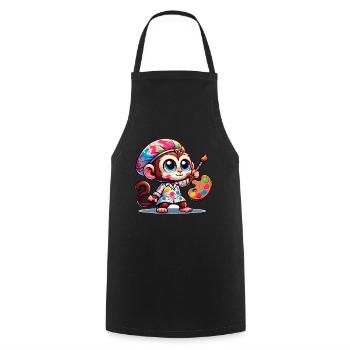Cute Monkey Artist - Cooking Apron - black - Front - AI Model Male 185 dark (185cm)