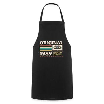 Cassette June 1989 Vintage 1989 Birthday 1989 - Cooking Apron - black - Front - AI Model Male 185 dark (185cm)