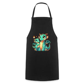 Loving Dragon Parent with Child - Cooking Apron - black - Front - AI Model Male 185 dark (185cm)