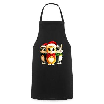 Christmas Kitten - Cooking Apron - black - Front - AI Model Male 185 dark (185cm)